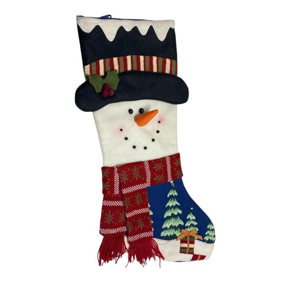 Dan Dee Large 3D Snowman Trees Scarf Christmas Stocking Holly Winter Wall Decor - Picture 1 of 7